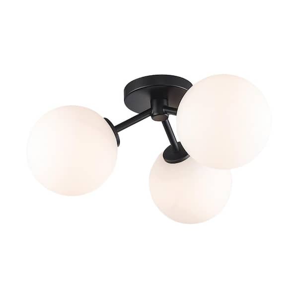 Monteaux Lighting 17.63 in. 3-Light Black Flush Mount Ceiling