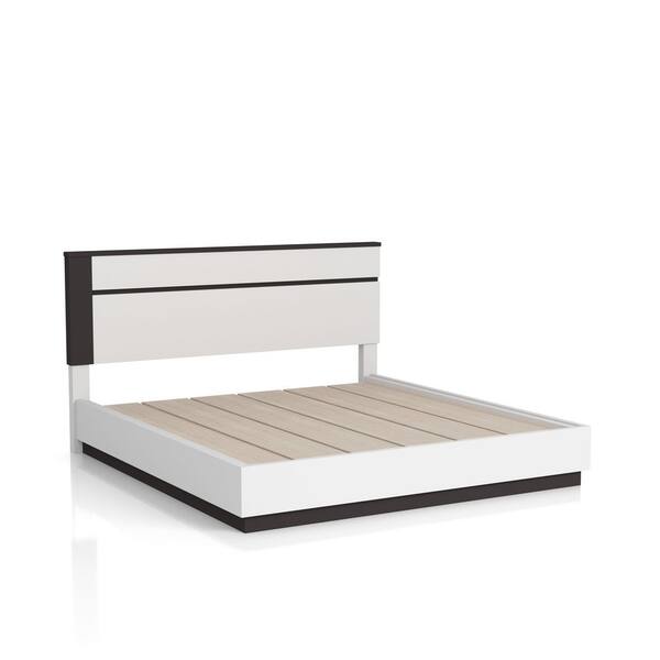 Furniture of America Summit Run White and Metallic Gray Solid Wood Frame Queen Platform Bed
