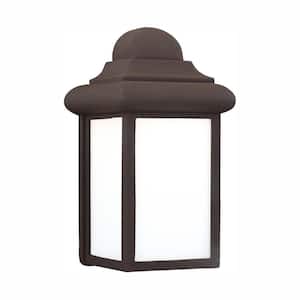 Mullberry Hill 1-Light Bronze Outdoor 8.75 in. Wall Lantern Sconce with LED Bulb
