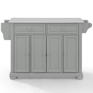 Alexandria Gray Kitchen Island with White Granite Top