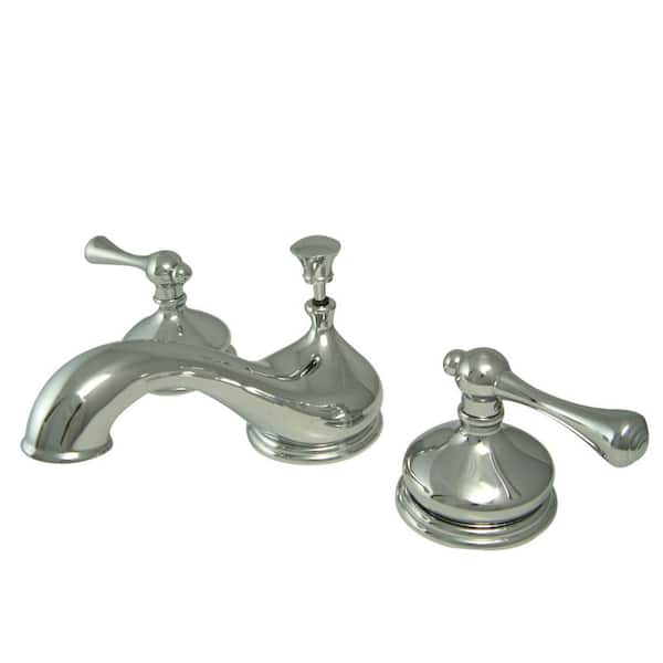 Kingston Brass Vintage 8 in. Widespread 2-Handle Bathroom Faucets with Brass Pop-Up in Polished Chrome