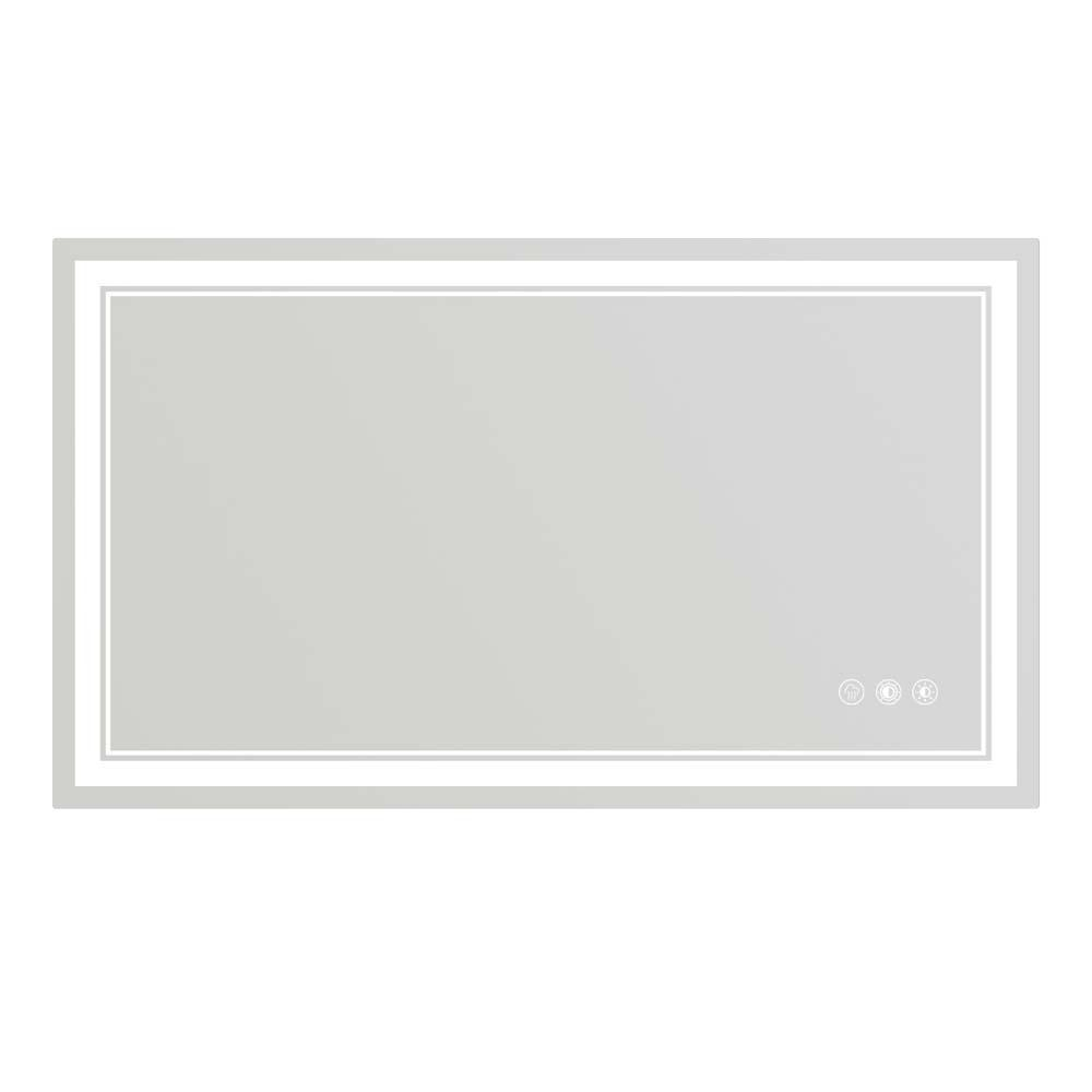 White 48 in. W x 28 in. Modern Rectangle LED Wall Mirror with Adjustable Co