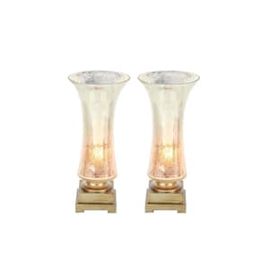 18 in. Silver Glass Table Lamp with Gold Base (Set of 2)