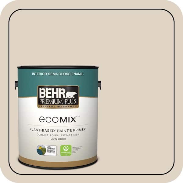 1 gal. #PWN-42 Parisian Taupe Semi-Gloss Enamel EcoMix Plant-Based Interior Paint & Primer