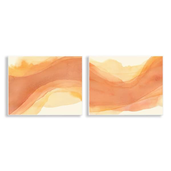 Stupell Industries Curving Orange Waves by Grace Popp 2 Pieces Unframed Abstract Graphic Art Print 11 in. x 14 in.