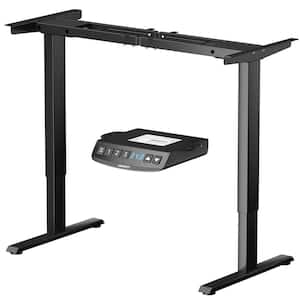 23 in. Black Rectangle Coffee Table Electric Adjustable Standing Up Desk Frame Dual Motor with Controller