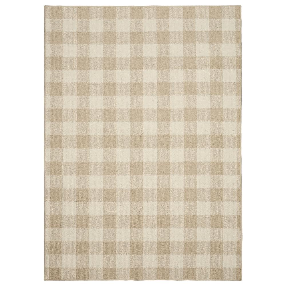 Country Charm 7' x 10' Tan/Ivory Tufted Geometric Area Rug