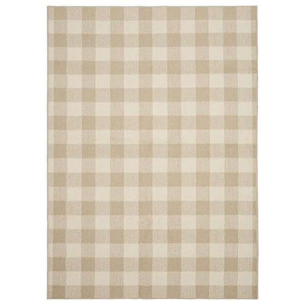 Garland Rug Country Living Tan/Ivory 7 ft. x 10 ft. Checker Board Polypropylene Area Rug