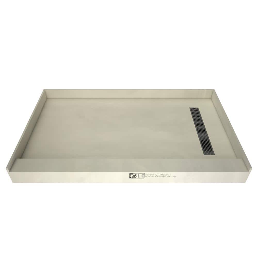 Tile Redi Redi Trench 30 in. x 60 in. Single Threshold Shower Base with Right Drain and Brushed Nickel Trench Grate