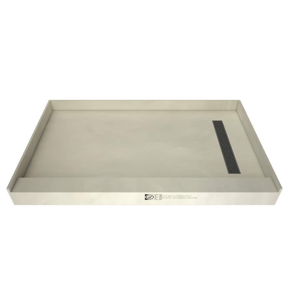 Tile Redi Redi Trench 48 in. x 60 in. Single Threshold Shower Base with Right Drain and Brushed Nickel Trench Grate