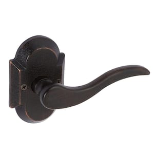 Sandcast Rhonda Aged Bronze Single Dummy Left Hand Door Lever with Curved Backplate