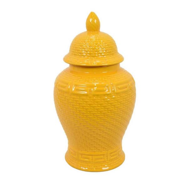 Benjara Ceramic Jar with Finial Top