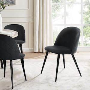 Zomba Black Fabric Upholstered Side Dining Chairs ( Set of 2)