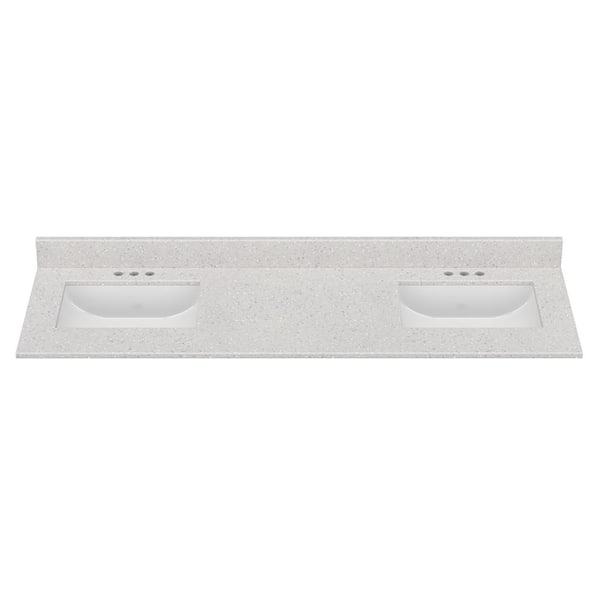67 in. W x 22 in. D Cultured Marble Rectangular Undermount Double Basin Vanity Top in Silver Stream