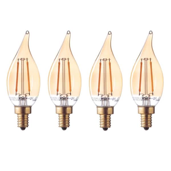 Globe Electric 40 Watt Equivalent CA11 Dimmable Straight Filament Vintage Edison LED Light Bulb, Warm Candle Light (4-Pack)