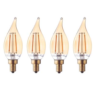 40-Watt Equivalent CA11 Dimmable Vintage Edison Candelabra Amber Glass LED Light Bulb Soft White (4-Pack) (2200K)