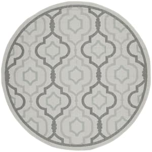 Courtyard Light Gray/Anthracite 5 ft. x 5 ft. Round Geometric Indoor/Outdoor Patio  Area Rug