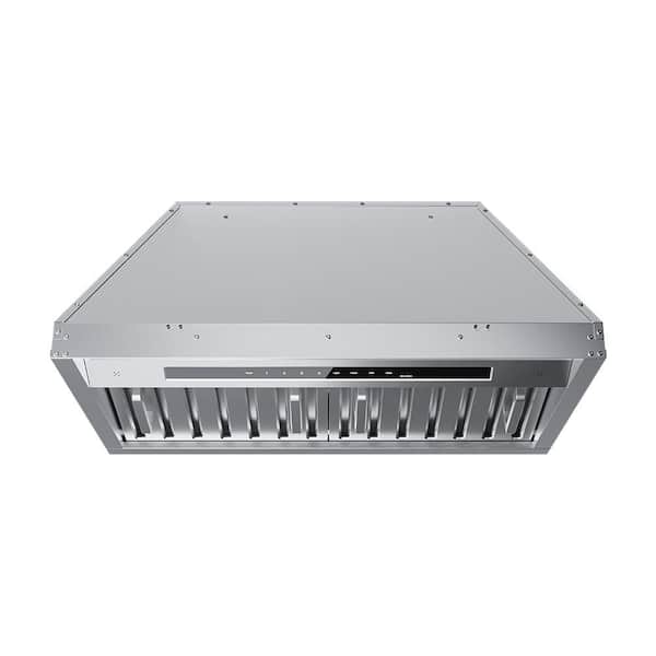 JEREMY CASS 28.25 in. 600 CFM Convertible Vent Insert Range Hood in Silver with 4-Speed Levels and Smart Control