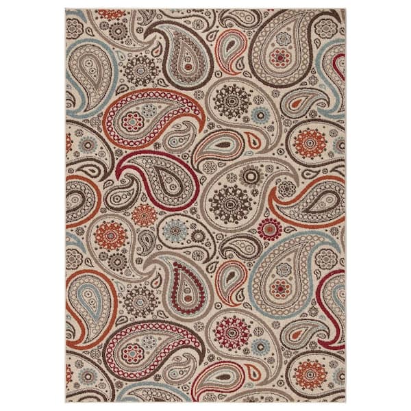Concord Global Trading Chester Paisley Ivory 5 ft. x 7 ft. Area Rug