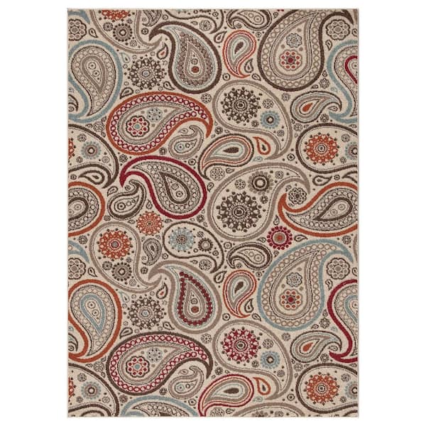Concord Global Trading Chester Paisley Ivory 7 ft. x 9 ft. Area Rug