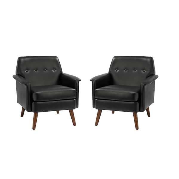 JAYDEN CREATION Mutina Black armchair with Solid wood Legs Set of 2