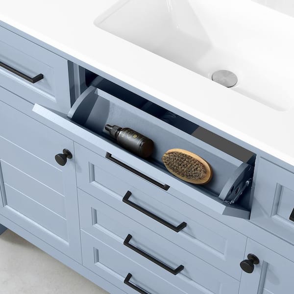 Home Decorators Collection Radien 48 in. W x 19 in. D x 34 in. H Double  Sink Bath Vanity in Admiral Blue with White Cultured Marble Top RN48P2-AE -  The Home Depot