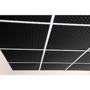 Diamond Plate Black 2 ft. x 2 ft. Lay-in or Glue-up Ceiling Panel (Case of 6)