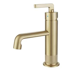 Single Handle Single Hole Bathroom Faucet Modern Brass Bathroom Sink Taps in Brushed Gold