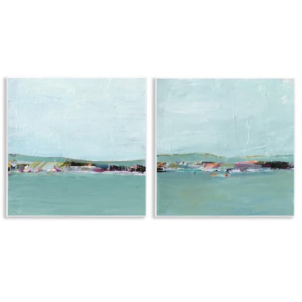 Abstract Sea Distant Cliffs by Ethan Harper 2 Pieces Unframed Abstract Graphic Art Print 12 in. x 12 in.