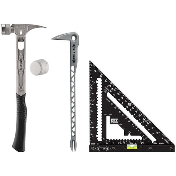 Milwaukee - 15 oz. TiBone Milled Face with Curved Handle, Mallet Cap, and 12 in. Titanium Clawbar Nail Puller with Dimpler (3-Piece)