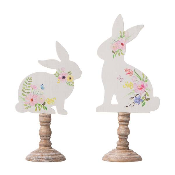 Glitzhome Easter Wooden Bunny Table Decor (Set of 2 ) 2006600011 - The Home Depot
