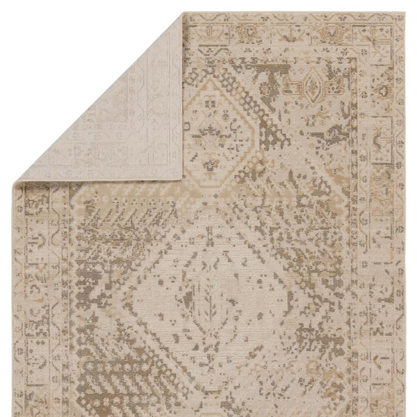 Rush Beige/Tan 3 ft. x 4 ft. Medallion Indoor/Outdoor Area Rug