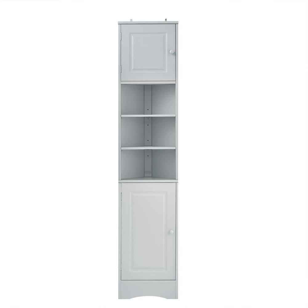 Anky 14.6 in. W 9.4 in. D 66.9 in. H Gray MDF Freestanding Bathroom Storage Corner Linen Cabinet price history on PriceWatchPro