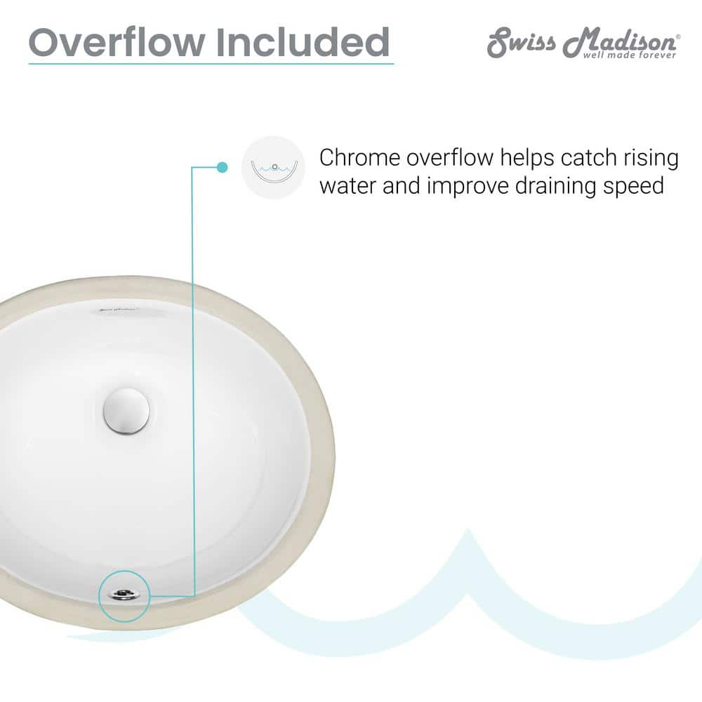 Plaisir White Ceramic 16.75" Oval Undermount Bathroom Sink