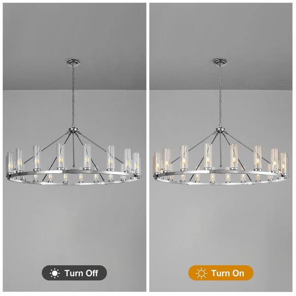 ZHLWIN Home 54Lighting in. 20-Light Chrome-20Light Round Wheel