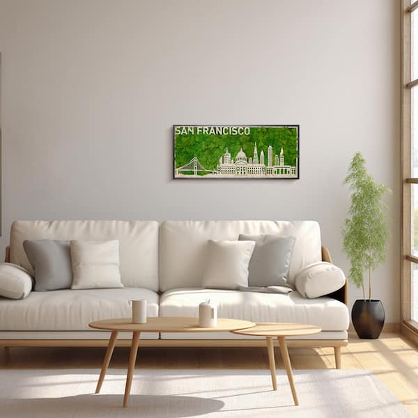 Unbranded Metal Green Characteristic Wall Art Architectural Decor, San Francisco Moss City Silhouette for Home, or Workplace