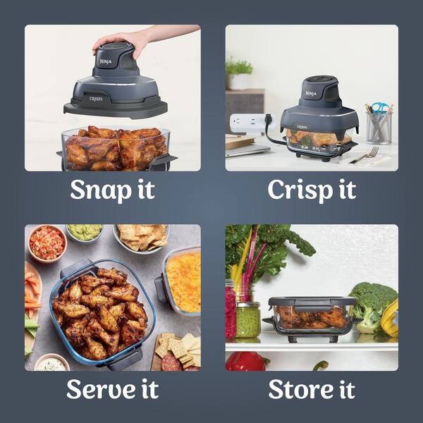NINJA Crispi 4 qt. Grey Portable Glass Air Fryer Cooking System