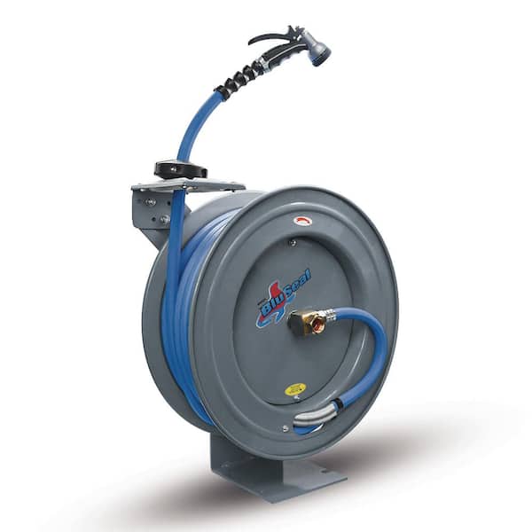 5/8 in. x 50 ft. Heavy-Duty Retractable Water Hose Reel, 6 ft. Lead-in,  Spray Nozzle BSWR5850-GY - The Home Depot