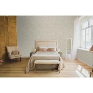 Spring Blossom Collection Sakura Row Floral Tree Stem Yellow Matte Finish Non-pasted Non-woven Paper Wallpaper Roll