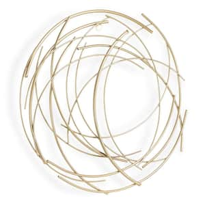 20 .2 in. Gold Metal Abstract Round Hanging Wall Art Decor