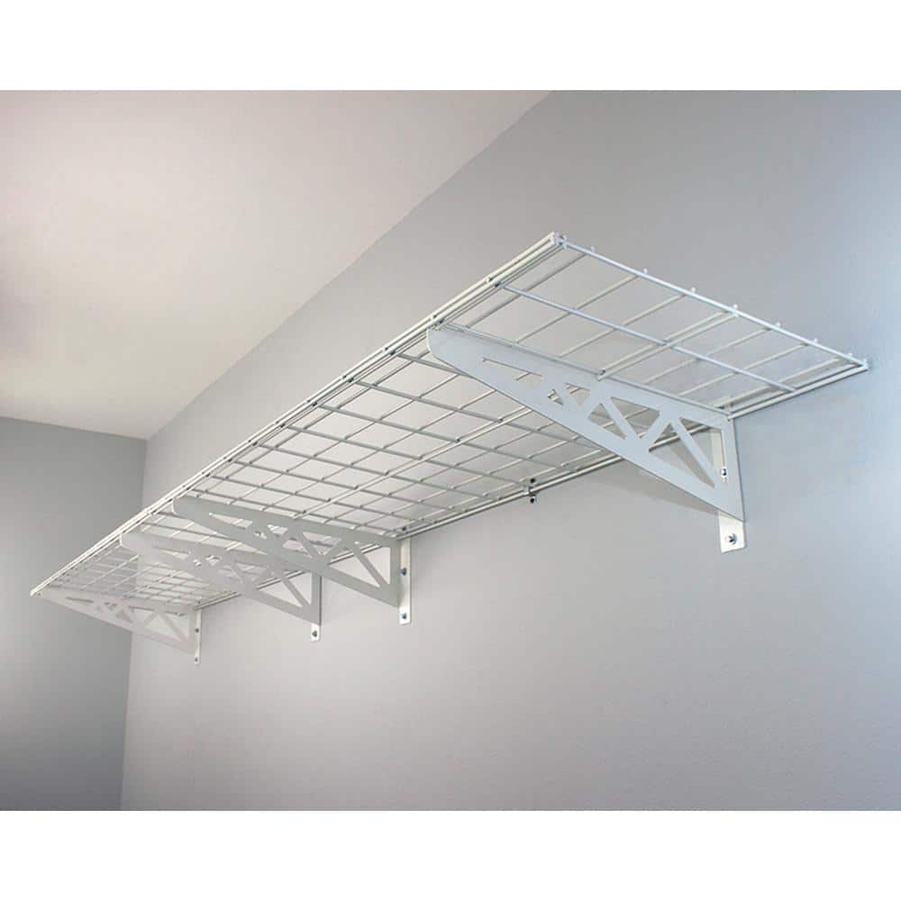 White Powder Coated Heavy Duty Garage Wall Shelf Set