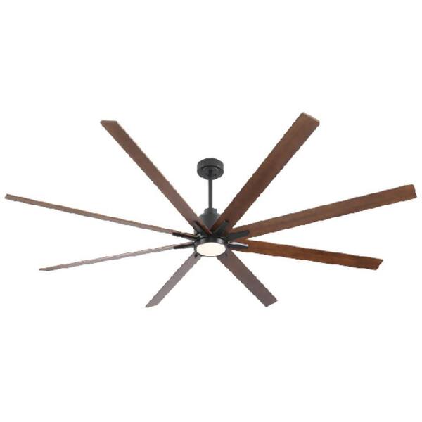 84 in. Integrated LED Indoor Black Ceiling Fan Lighting with 8 Black Blades and Adjustbale Height