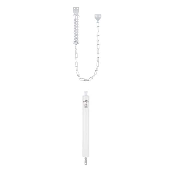 Steel Screen Door Chain Stop and Pneumatic Closer Combo, White