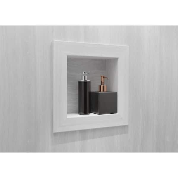 FlexStone 17 in. x 17 in. Square Recessed Shampoo Caddy in White