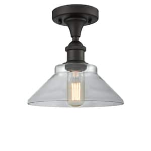 Orwell 8.38 in. 1-Light Oil Rubbed Bronze Semi-Flush Mount with Clear Glass Shade