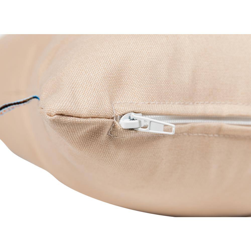 Champagne Beige Square Outdoor Throw Pillow Set with Polyfiber Fill