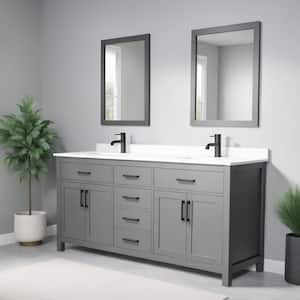 Beckett 72 in. W x 22 in. D x 35 in. H Double Sink Bathroom Vanity in Dark Gray with White Cultured Marble Top