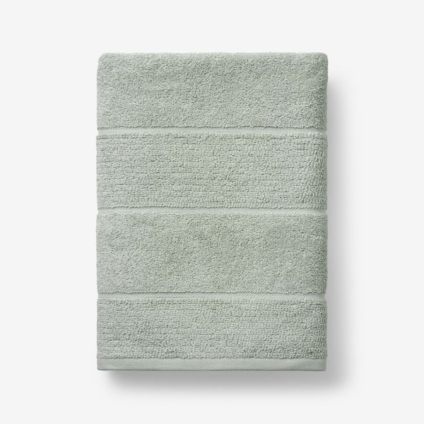 The Company Store Company Cotton Green Mist Textured Stripe Bath Towel ...
