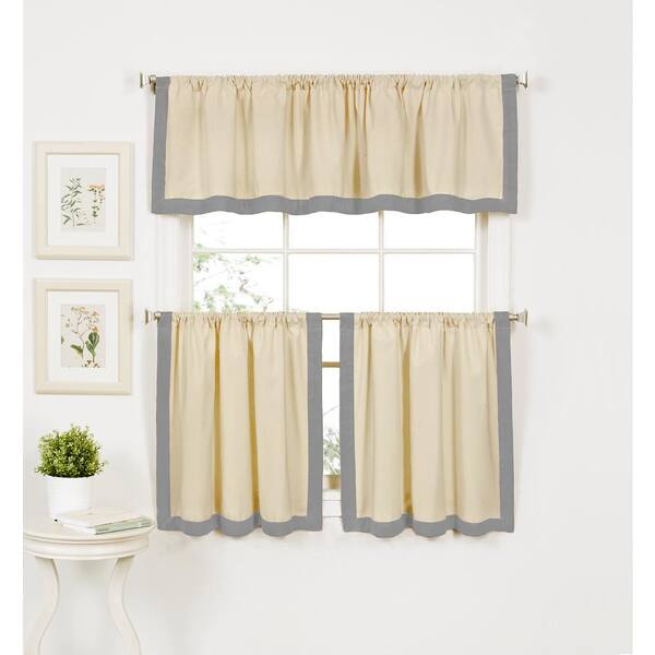 Elrene Gray Border Rod Pocket Room Darkening Curtain - 30 in. W x 36 in. L (Set of 2)