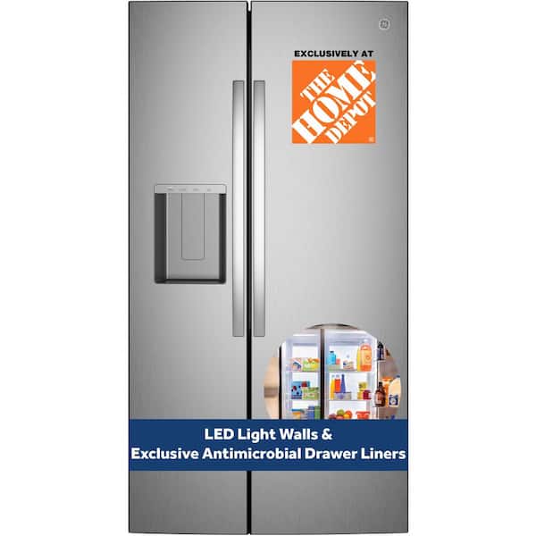 27.7 cu. ft. Side-By-Side Refrigerator w/ LED Light Walls,Extra Tall Dispenser and Exclusive Antimicrobial Drawer Liners